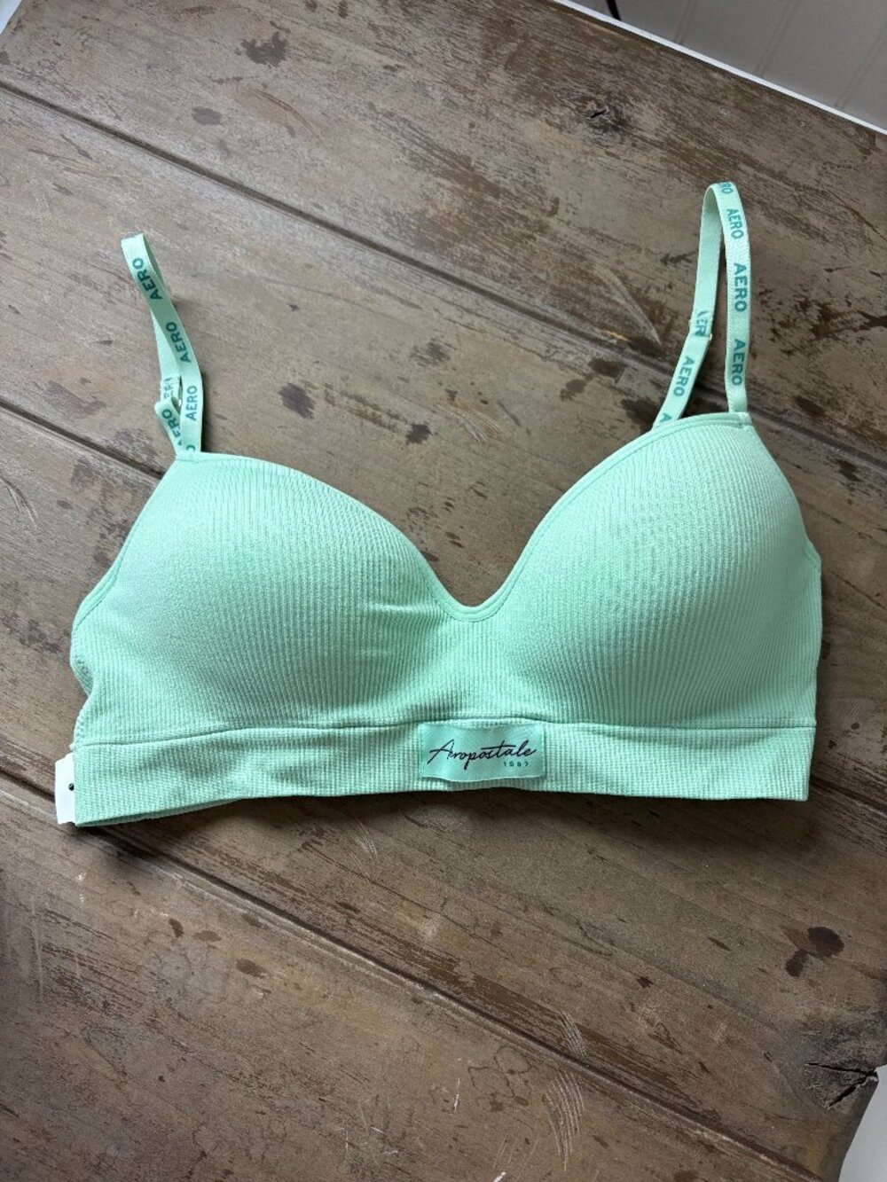 Aeropostale Mint Green ribbed seamless padded push-up bra Women's L
